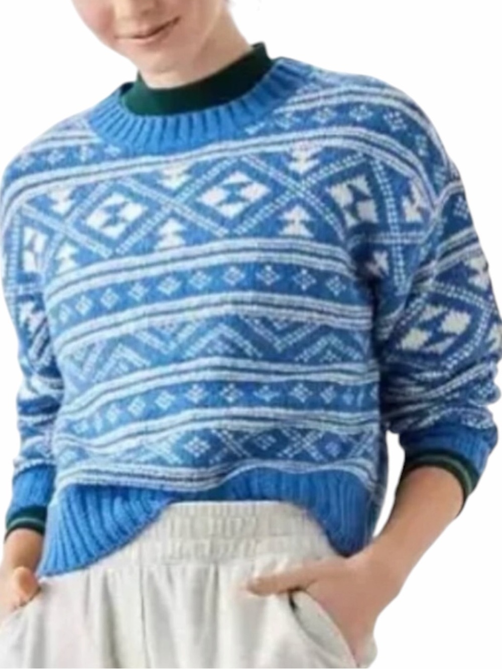 New American Eagle Fair Isle Snowdrift Thrift Sweater Size Medium